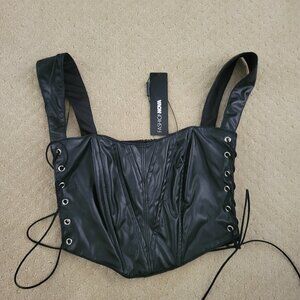 Faux leather corset top